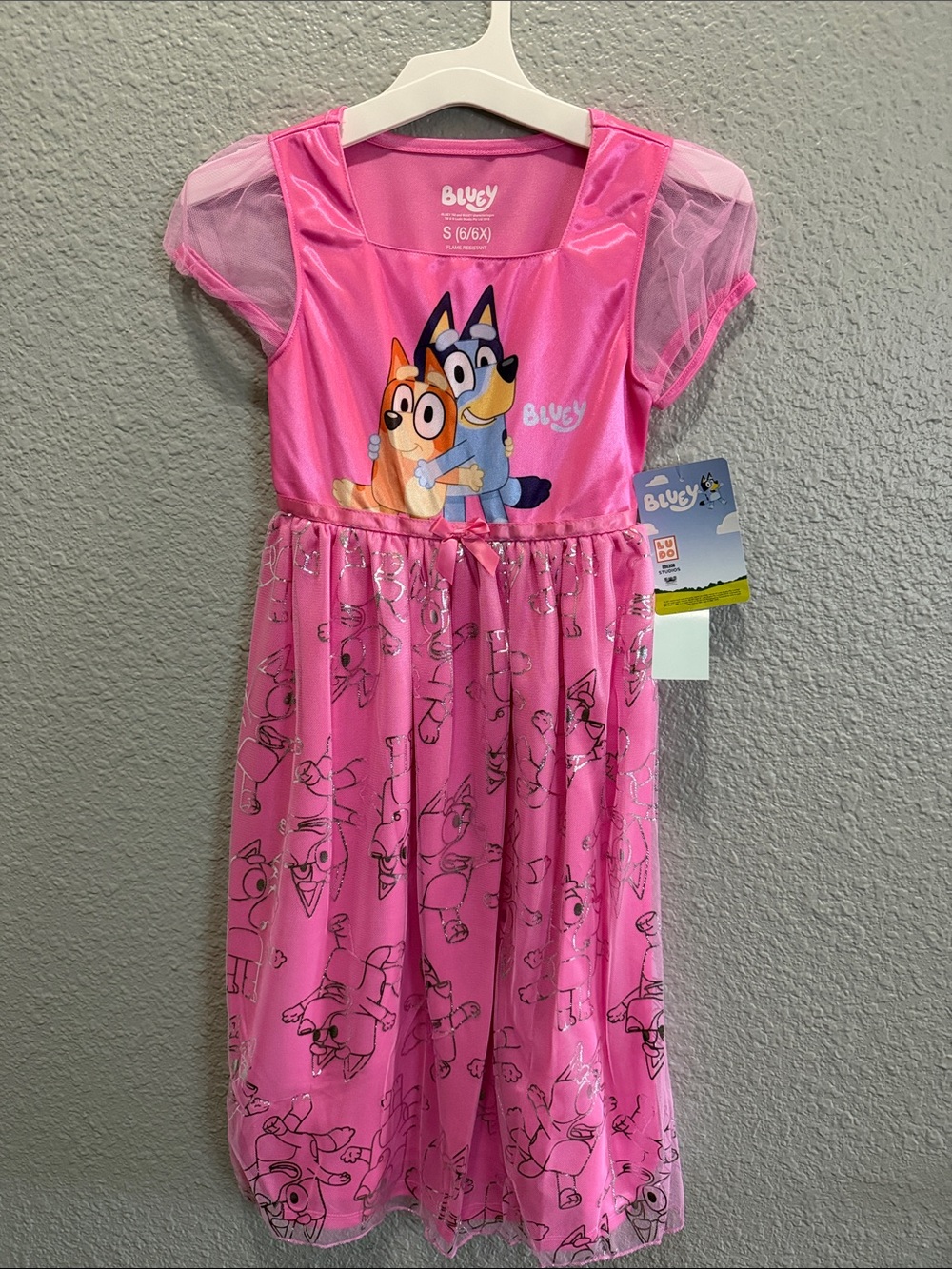 Bluey Pink Character Tulle Dress nightgown small 6